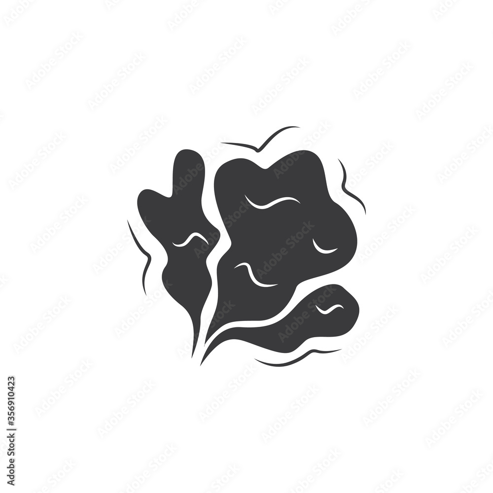 Black smog puff or smoke cloud vector illustration isolated on white background. Black smog puff or smoke cloud vector illustration isolated on white background.