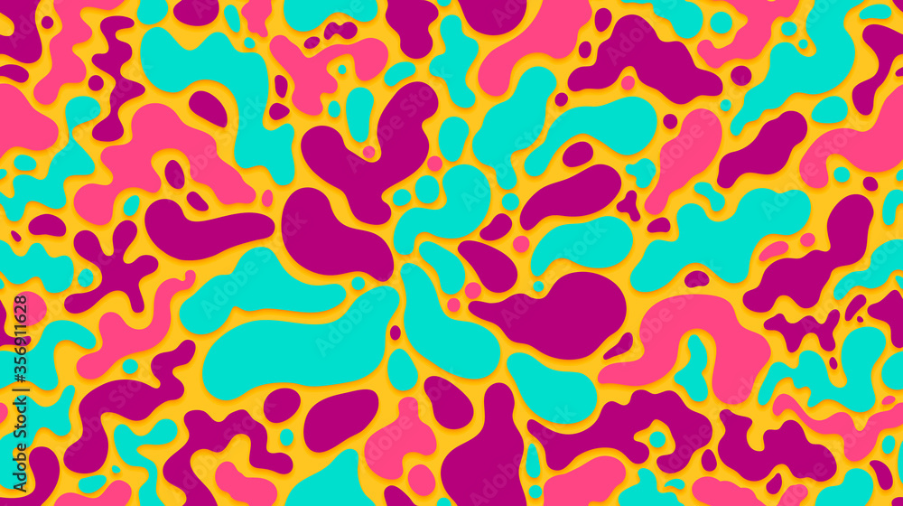 Fototapeta premium Vector colored blots, seamless rectangular four-colored pattern, multi-colored spots, flat drops and smudges.