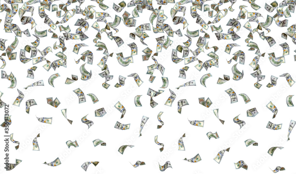 Falling dollars isolated on white Falling dollars isolated on white