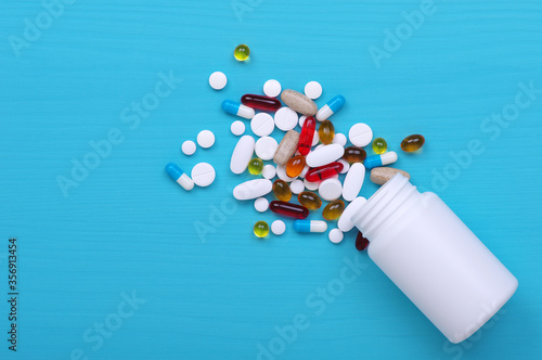 Colorful pills and tablets