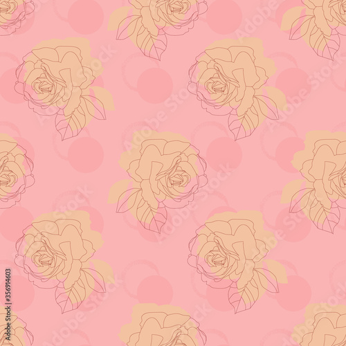 Botany.Image of a flower - tea rose. Seamless vector composition.