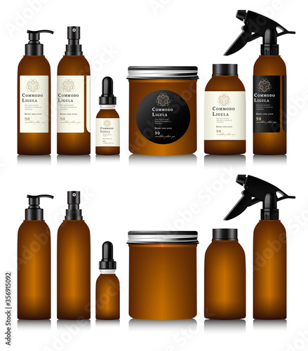 Realistic brown bottle for cosmetic