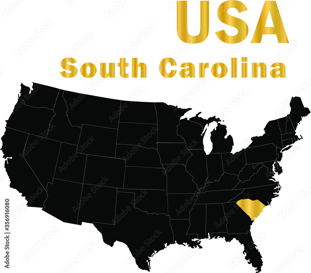 USA South Carolina golden outline map Stock Vector  Adobe Stock