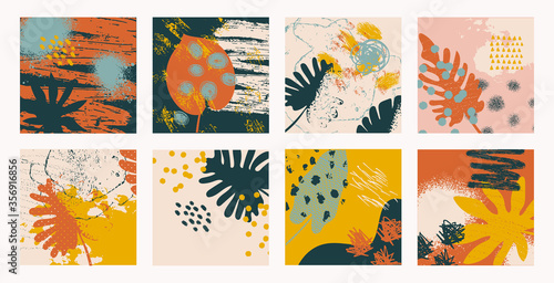 Set of abstact tropical summer fluid backgrounds.