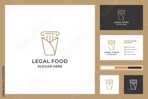 legal food logo design with business card premium vector.