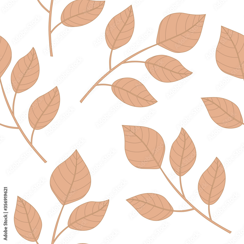 Seamless pattern of autumn leaves  white background vector illustration vector. Autumn pastels