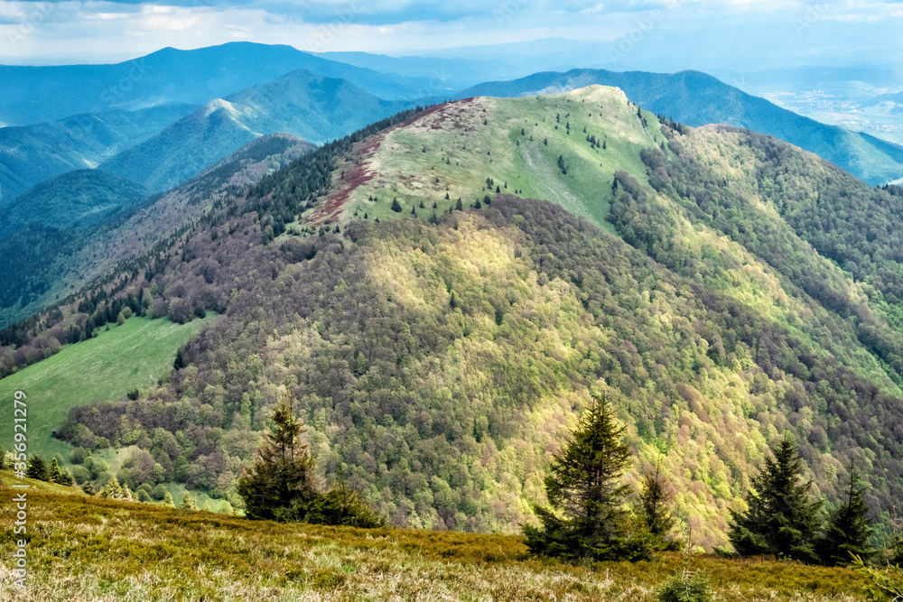 Fototapeta premium Osnica hill from Stoh, Little Fatra, Slovakia, springtime scene
