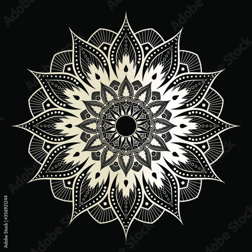 Luxury mandala art with golden background east style