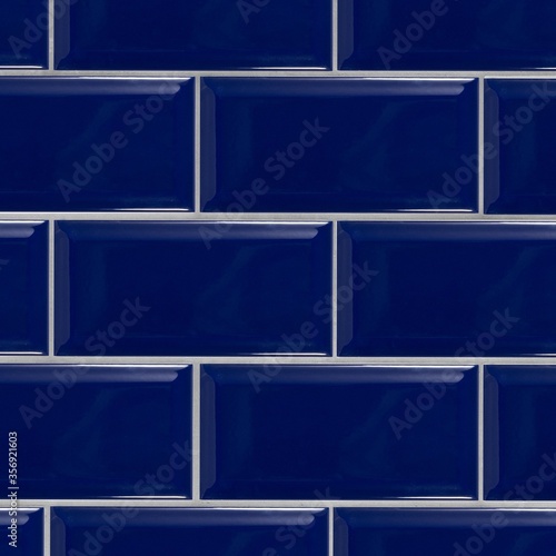 Seamless subway tile texture in cobalt blue