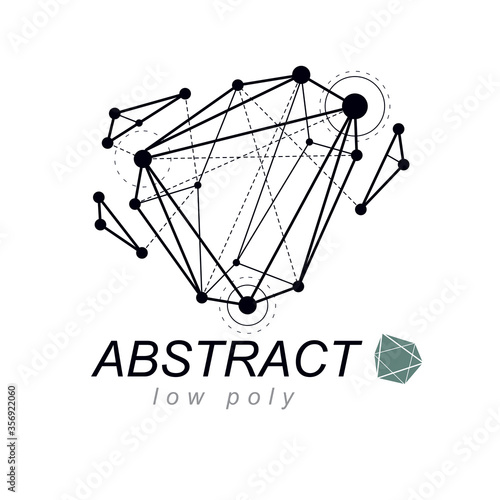 Abstract vector 3d geometric low poly object. Technology and science conceptual logo.