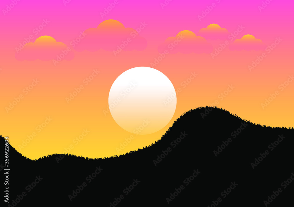Vector illustration : Landscape with Mountains and sunlight and cloud. EPS10