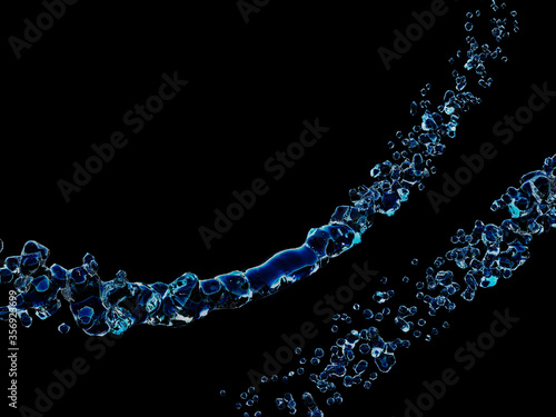 Water splash isolated on black background. 3d rendering. © indigirka22