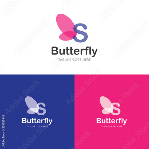 Photography initial letter s butterfly logo and icon vector illustration design template