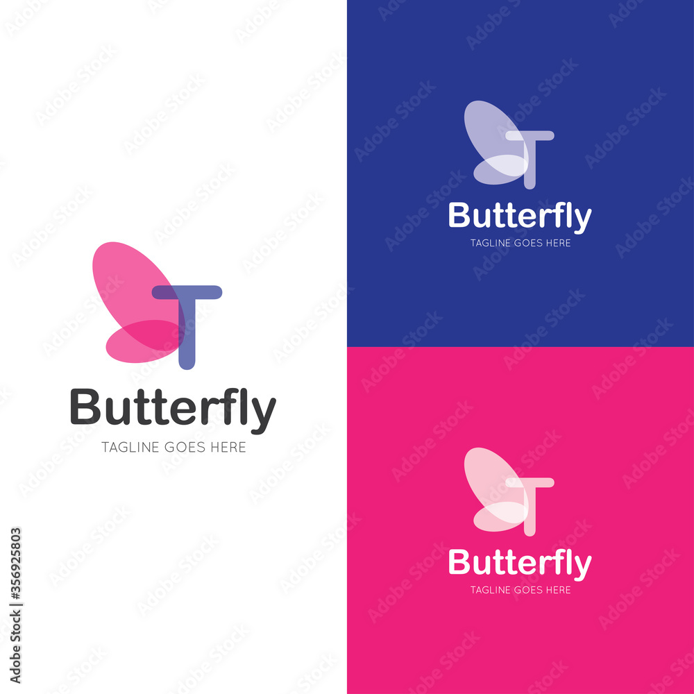 initial letter t butterfly logo and icon vector illustration design template initial letter t butterfly logo and icon vector illustration design template