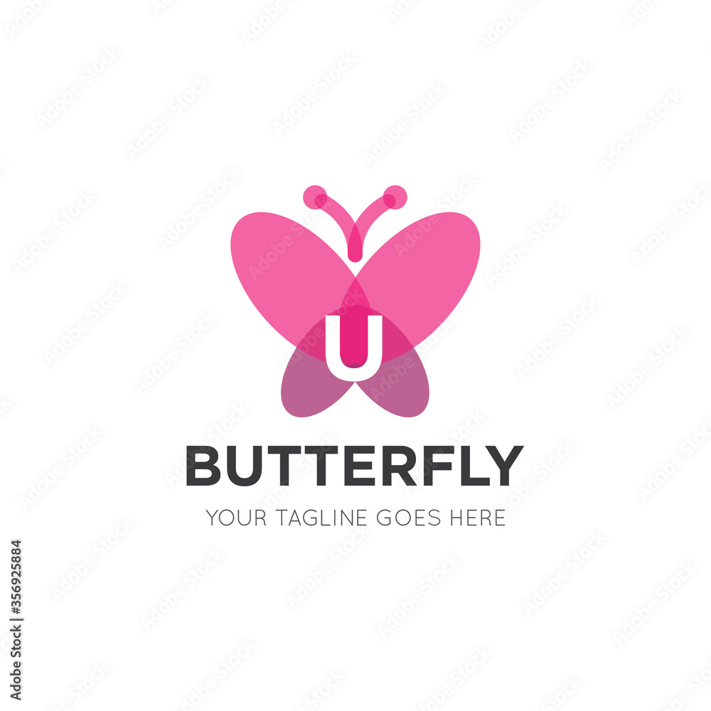 initial letter u butterfly logo and icon vector illustration design template initial letter u butterfly logo and icon vector illustration design template