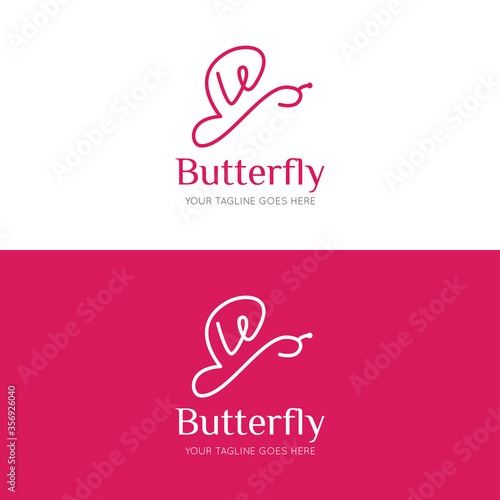 initial letter v butterfly logo and icon vector illustration design template