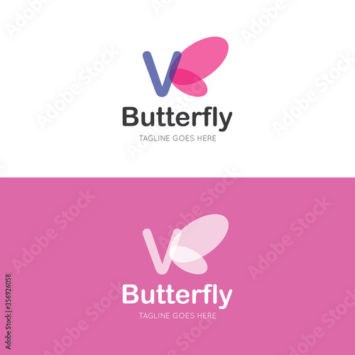 initial letter v butterfly logo and icon vector illustration design template