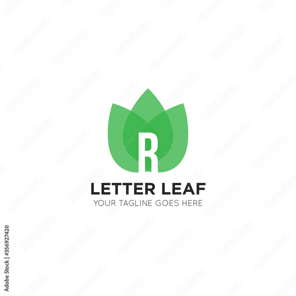 initial letter r leaf logo and icon vector illustration design template initial letter r leaf logo and icon vector illustration design template