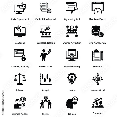 
Project Management Glyph Icons Set
