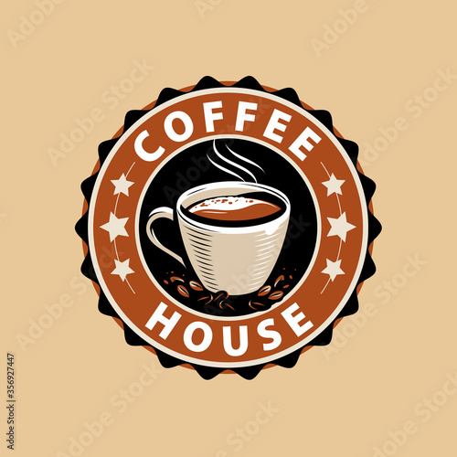 Coffee logo or label. Menu design for cafe and restaurant