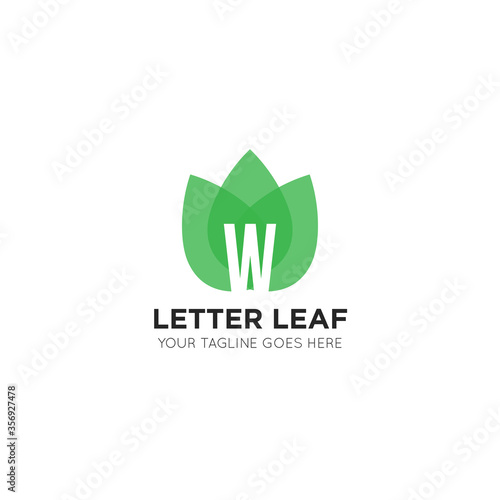 initial letter w leaf logo and icon vector illustration design template