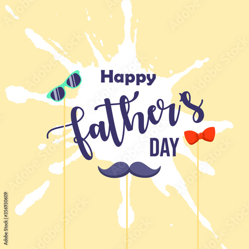 Happy father's day illustration vector. fathers day card illustration with bow, shades and mustache