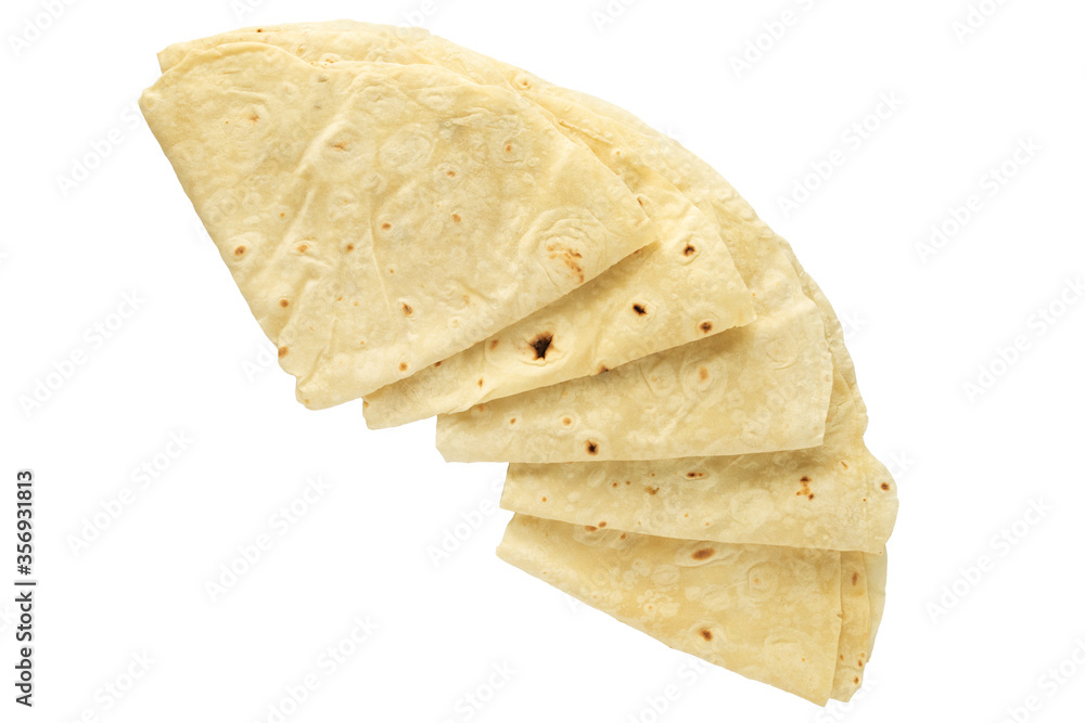 Pita bread isolated on white background. Pita bread. National cuisine.