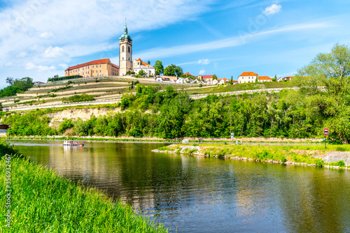 Melnik Castle on the hill above Labe and Vltava River confluence, Czech Republic