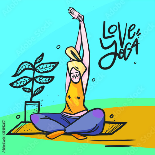 vector illustration of a silhouette of a girl doing yoga and stretching. Suitable as a design element for a sports organization and fitness center or as a logo for a yoga Studio or coaching activity
