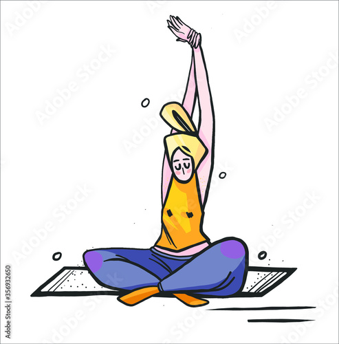 vector illustration of a silhouette of a girl doing yoga and stretching. Suitable as a design element for a sports organization and fitness center or as a logo for a yoga Studio or coaching activity