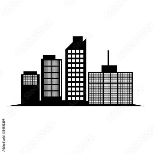 Vector city silhouette with windows. Vector Illustration