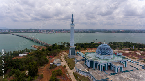 aerial view tanjungpinang mosque photo