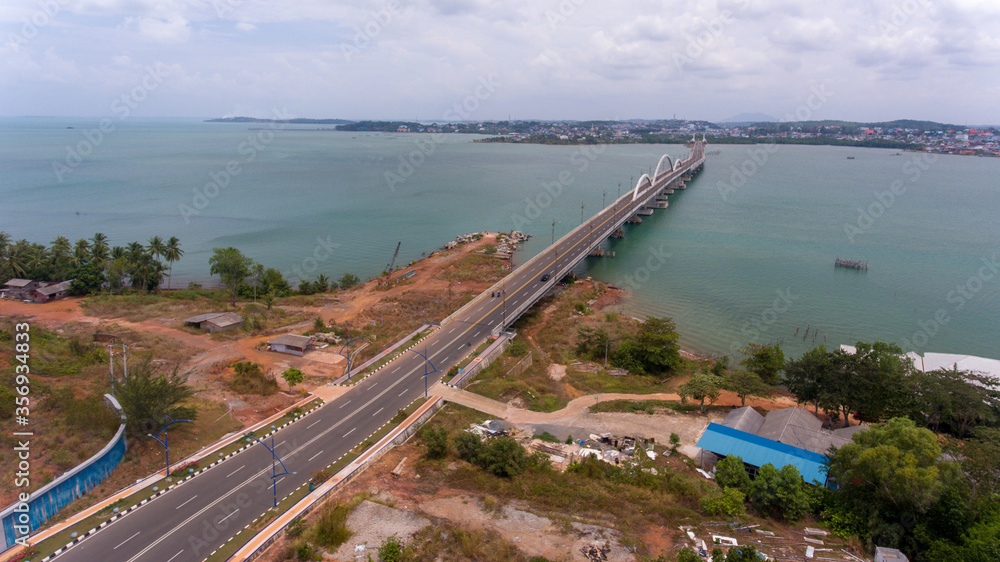 aerial view dompak bridge at tanjungpinang aerial view dompak bridge at tanjungpinang