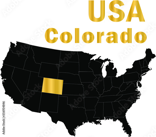 USA Colorado golden outline map