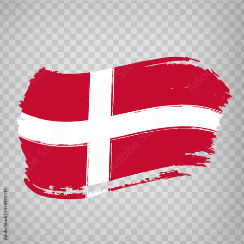 Flag Kingdom of Denmark from brush strokes.  Flag of  Denmark on  transparent background for your web site design, logo, app, UI. Europe. Vector illustration EPS10