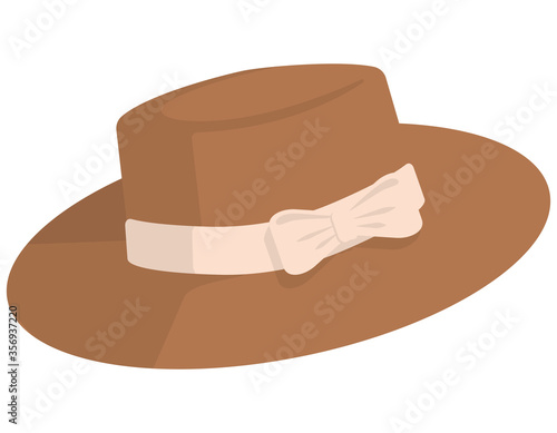 Beautiful women's hat. Summer headdress in cartoon style.