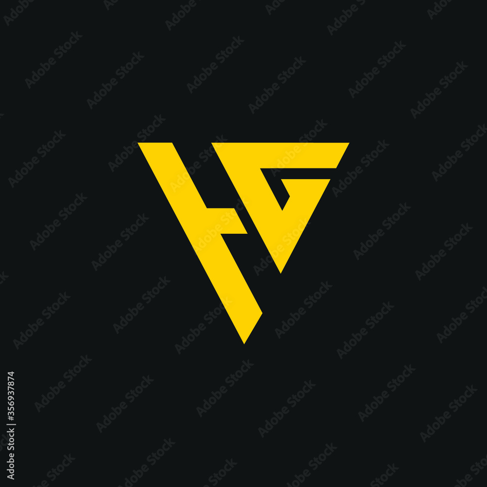 HG initial logo circle shape vector black and gold. Stock Vector ...