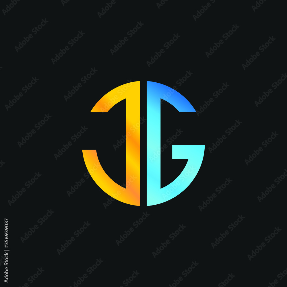 jg initial logo circle shape vector black and gold. jg initial logo circle shape vector black and gold.