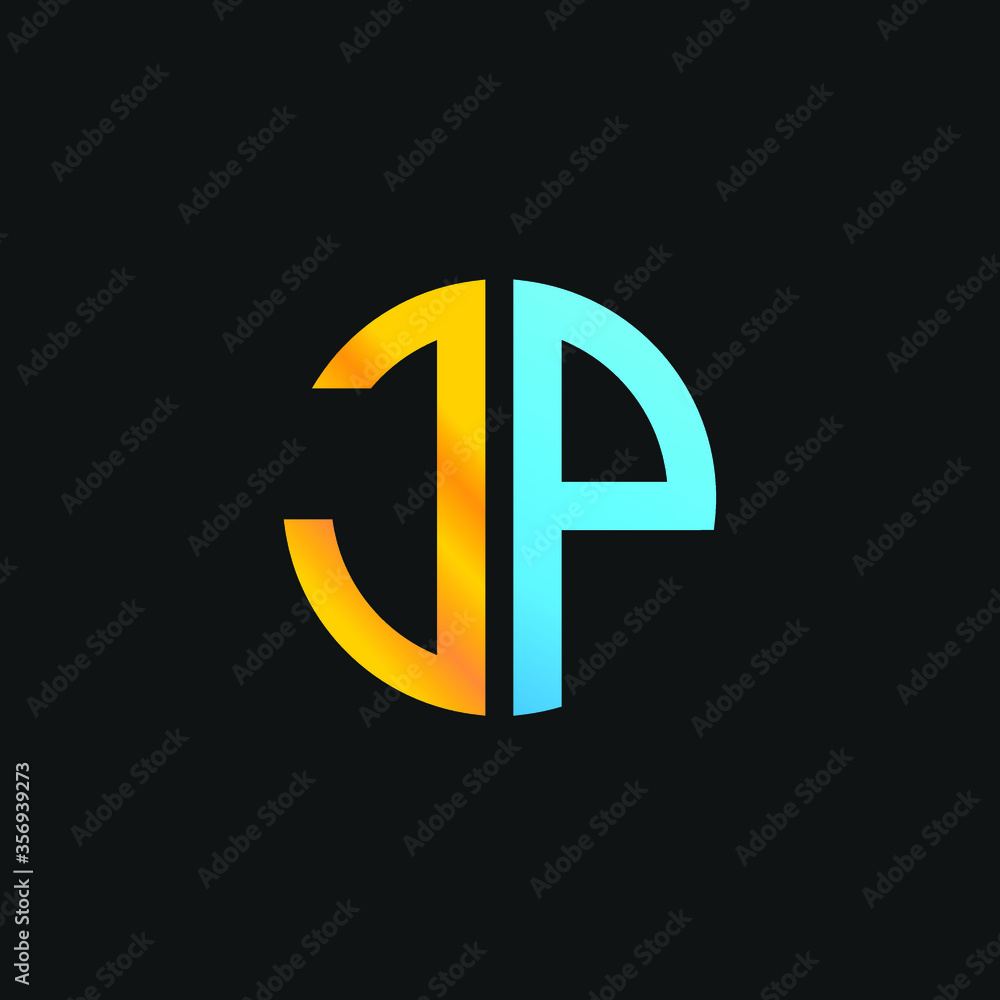 JP Logo letter monogram with triangle shape design template JP Logo letter monogram with triangle shape design template