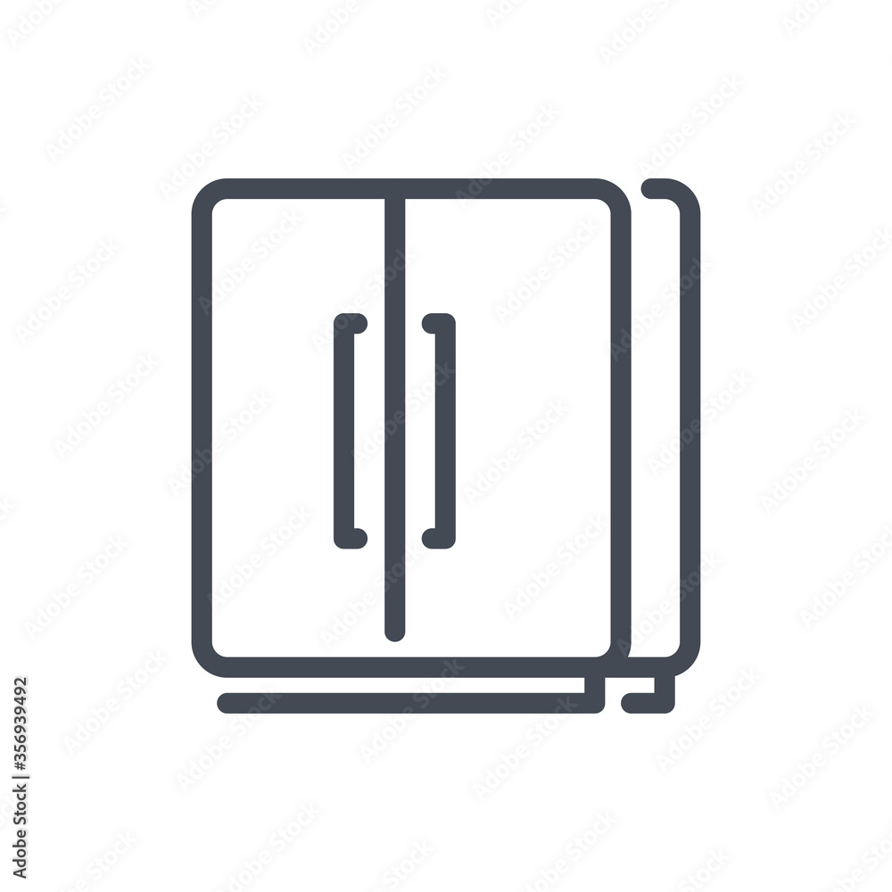 Refrigerator with Two Doors line icon. Fridge vector outline sign. Refrigerator with Two Doors line icon. Fridge vector outline sign.