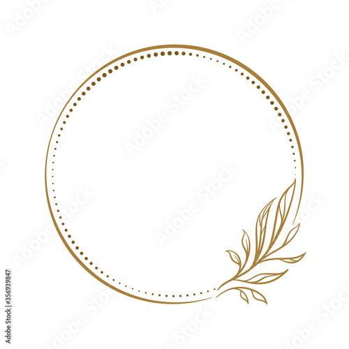 Vector round dotted frame with floral decoration