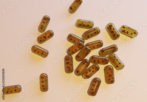 Love pills. realistic heart pills. 3d render
