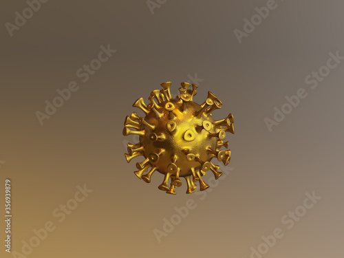 Golden coronavirus covid-19 3d render