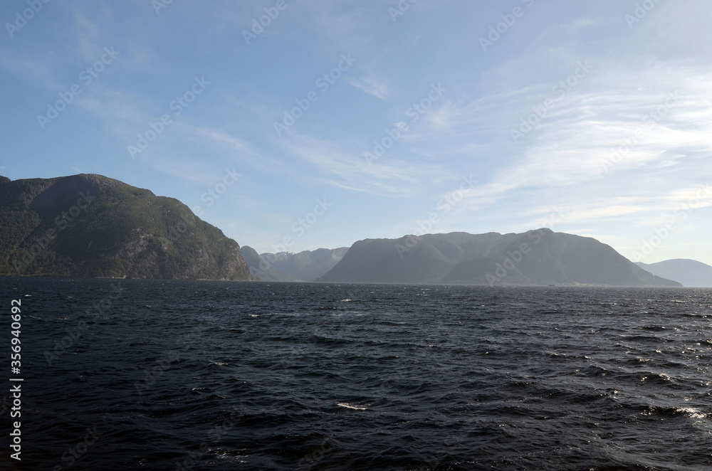 Sognefjord, Norway, Scandinavia. View from the board of Flam - Bergen ferry.