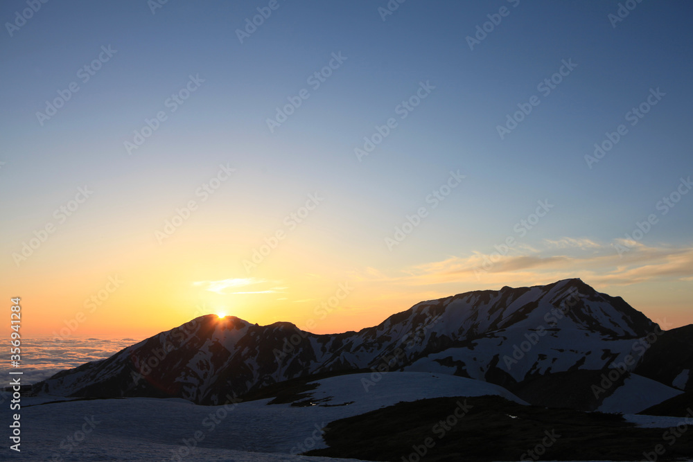 立山の夕日（大日連山と雲海）