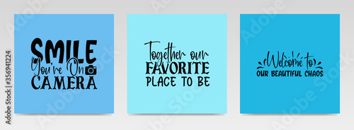 Doormat quotes letter typography set illustration.