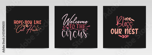 Doormat quotes letter typography set illustration.