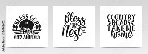 Farming quotes letter typography set illustration.