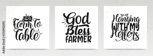 Farming quotes letter typography set illustration.