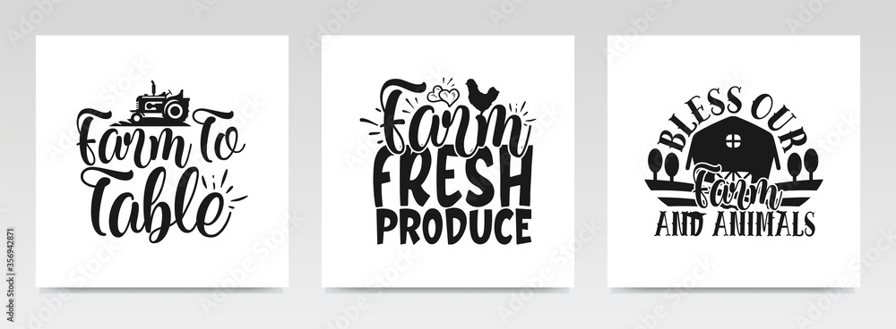 Farming quotes letter typography set illustration. Farming quotes letter typography set illustration.